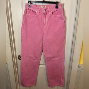 Madewell Baggy Straight Jeans Wide Leg Pink Denim Size 27